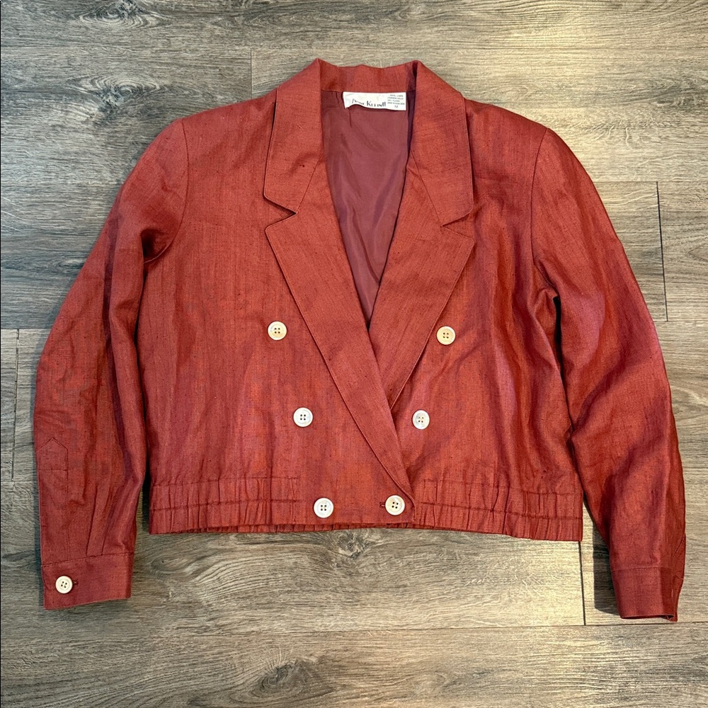 Anne Klein Double Breasted Linen Blazer Size 12